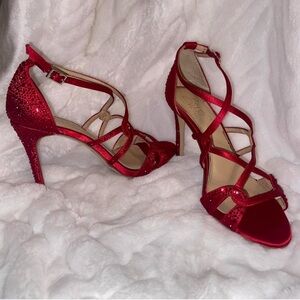 Jewel Badgley Mischka Red Strappy Heels